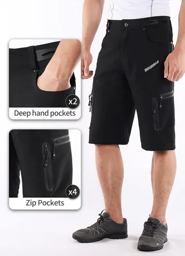 Vista 16 de BERGRISAR Pantalones cortos de ciclismo para hombre, corte holgado, con 6 bolsillos