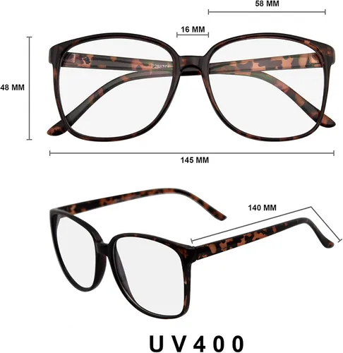 Vista 5 de Emblem Eyewear - Large Oversized Glasses Clear Lens Thin Frame Nerd Glasses