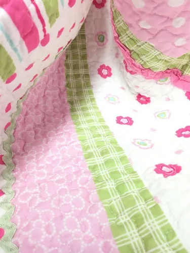 Vista 8 de [Malvavisco pastel] 100% algodón hipoalergénico 2 piezas apliques a mano juego de edredón para dormitorio, ropa de cama individual rosa