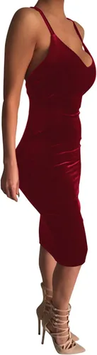 Vista 2 de Carprinass vestido aterciopelado, vestido midi ajustado sin mangas para mujer