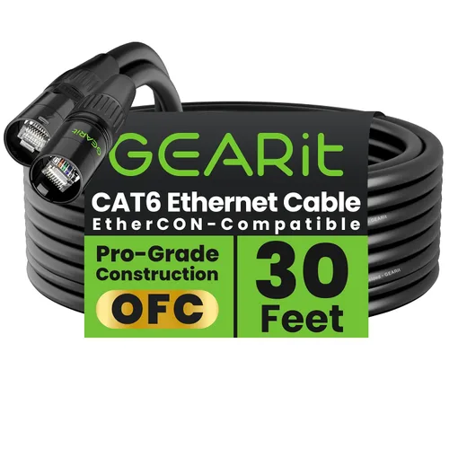 Vista 20 de GEARit Cable Ethercon CAT6 blindado (3 pies) de audio profesional e iluminación RJ45 EtherCON Cable compatible con EtherCON para estudio, escenario