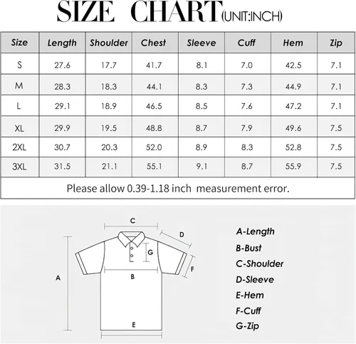 Vista 5 de Polo de manga corta con cremallera de un cuarto para hombre, estilo casual, ajustado, a la moda, para golf
