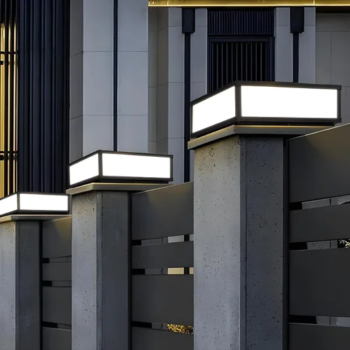 Vista 5 de Luz de poste moderna para exteriores, luz LED de cubierta de valla de alto voltaje, lámpara de columna con cable para superficie plana, patio