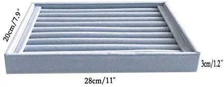 Vista 5 de Svea Display Bandeja organizadora de anillos de terciopelo gris, ideal para cajones de espacios pequeños, práctica, apilable, de grado premium