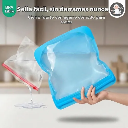 Vista 7 de Albino Monkey XXL - Bolsa de silicona para congelador para hielo y sopa, 1 Azul
