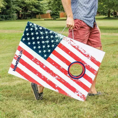 Vista 2 de Triumph Sports - Juegos prémium de 2 x 3 para jugar al cornhole, opciones LED disponibles, 8 bolsas de granos para lanzar y también incluye