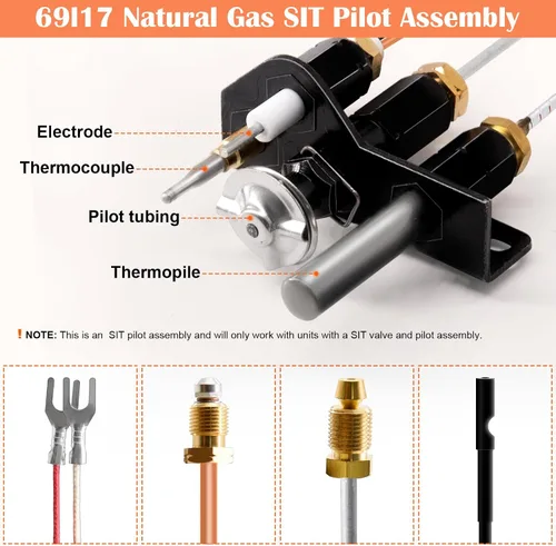 Vista 2 de Hiorucet Kit de montaje piloto de gas natural (NG) 69L17 para Lennox Elite, IHP, Merit, Serefina, Superior, Astria Chimeneas, 69L1701, 904405, J4117