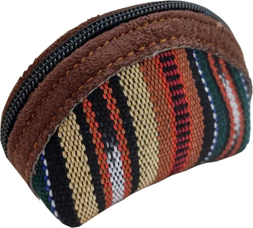 Vista 8 de Llavero de tela Maya hecho a mano Pequeña bolsa con cremallera para mujer