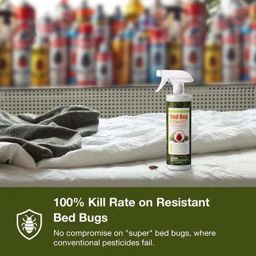 Vista 12 de Eliminador de plagas de cama Ecoraider en aerosol, 16 onzas, verde + no tóxico, mata 100% con protección extendida