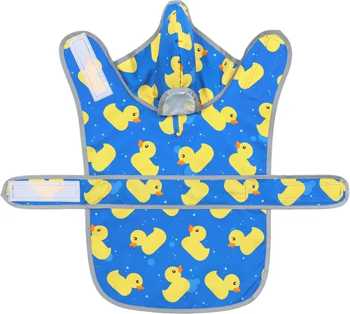 Vista 7 de Impermeable para perros pequeños y cachorros, chaqueta impermeable con capucha con tiras reflectantes, agujero para la correa y poncho de ajuste A.
