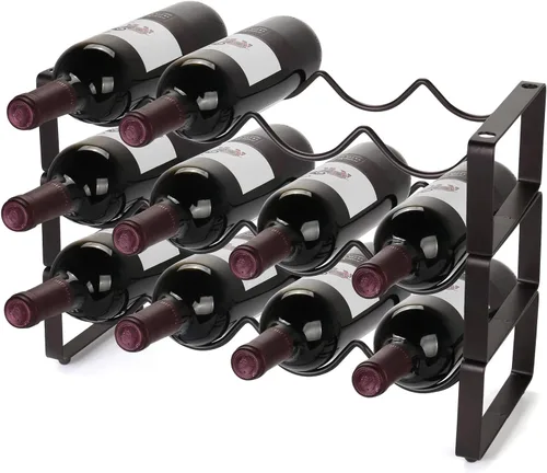 Vista 8 de Carperipher Estante apilable para vino, 8 botellas de 2 niveles, soporte y almacenamiento para botellas, soporte para botellas de vino de metal