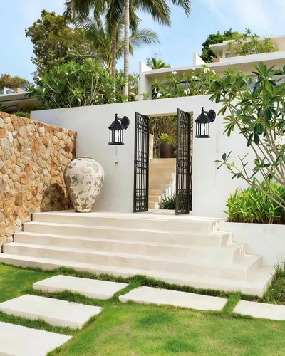 Vista 7 de LIT-PaTH - Lámpara de pared para exteriores, cristal de aluminio Farol grande de pared para porche exterior, para casa, patio, garaje