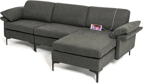 Vista 26 de Giantex Juego de 2 sofás individuales, silla decorativa, con cómodo cojín de 5 pulgadas, reposabrazos con cremallera, patas de acero, sillón de sala