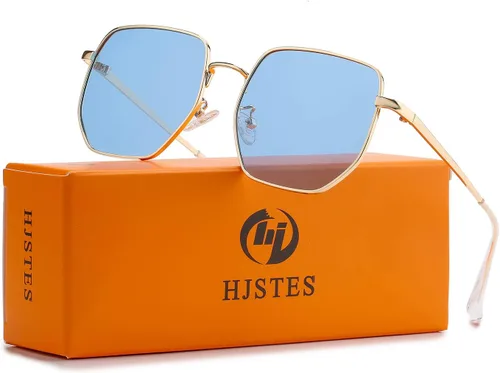 Vista 2 de HJSTES Square Polarized Sunglasses Womens Men Trendy Hexagon Frame Sun Glasses UV400 Protection