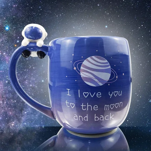 Vista 9 de Taza Lavezee I Love You to the Moon and Back de cerámica con asa, taza grande de café y té de 16 onzas Tazas de regalo