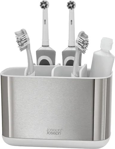 Vista 10 de Joseph Joseph Easy-Store - Soporte para cepillo de dientes, organizador de almacenamiento para baño, grande, negro mate