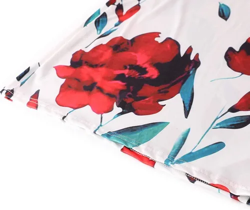 Vista 9 de NREALY Vestido de mujer FashionSexy O-cuello manga corta empalme flor impresión vestido de nalga