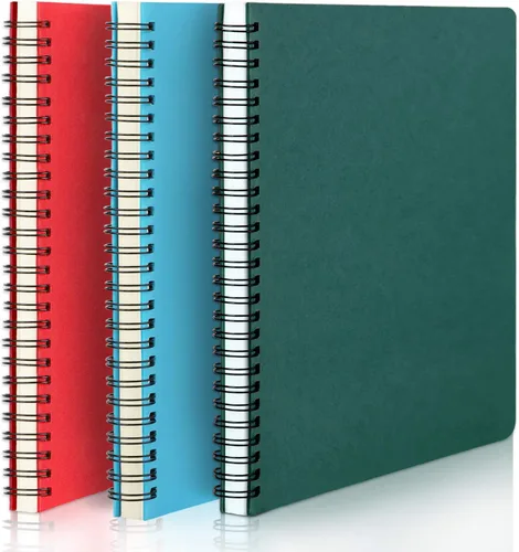Vista 22 de EUSOAR Cuaderno con rayas en espiral, tamaño A5, paquete de 3 unidades, 5.5 x 8.3 pulgadas, 120 páginas, cuadernos de escritura de viaje, cuaderno