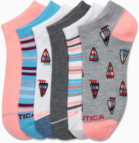 Vista 3 de Nautica Calcetines deportivos ligeros de corte bajo para mujer paquete de 6
