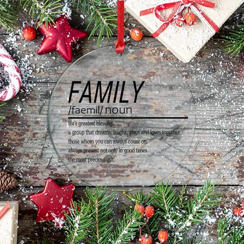 Vista 7 de Definición de sustantivo familiar, adorno acrílico de Navidad, definición divertida, adorno para árbol de Navidad, definición familiar, suministros