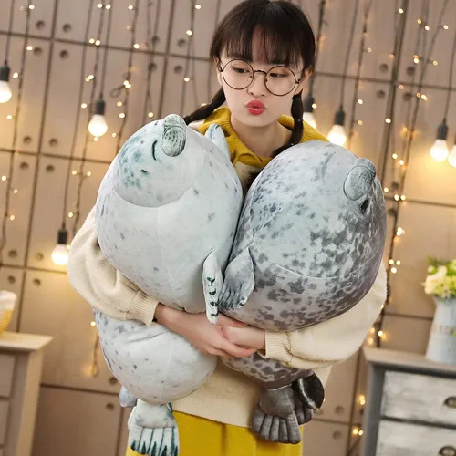 Vista 5 de EHOTONG - Linda almohada con forma de foca regordeta de peluche, almohada suave para abrazar con forma de foca gordita, juguete de animal de peluche