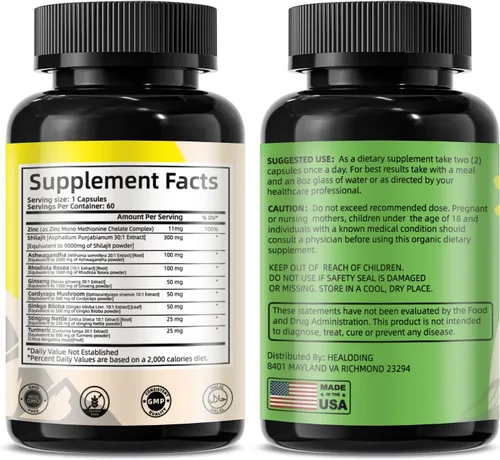 Vista 7 de Cápsulas de Shilajit del Himalaya: extracto purificado de Shilajit del Himalaya – Apoyo de energía natural y resistencia, vegano, sin OMG antiguo