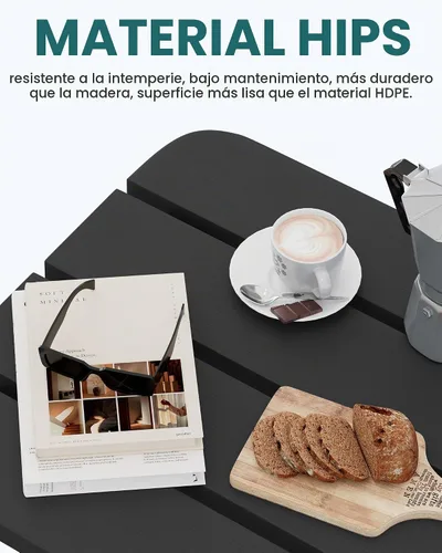 Vista 4 de SERWALL Mesa auxiliar Double Adirondack, Mesa auxiliar de forma rectangular, Negra