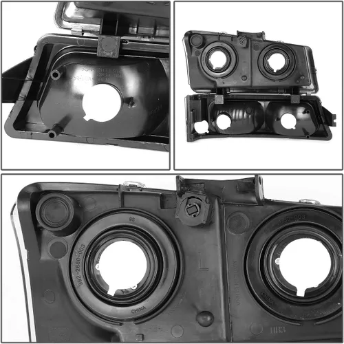 Vista 4 de DNA MOTORING Juego de montaje de faros Compatible con 2003-2006 Chevy Silverado 1500 2500 3500 1500 HD 2500 HD Avalanche 1500 2500, sin Cromo