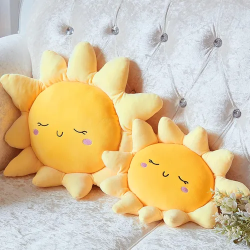 Vista 11 de Juexica 1 cojín de felpa para sofá, lindo relleno en forma de sol, almohada de suelo, manta de juguete suave para niños, mujeres, niñas, decoración