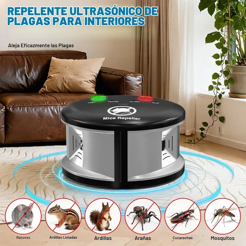 Vista 4 de Repelente ultrasónico de ratón para interiores, repelente de roedores, enchufe electrónico, multimodo de frecuencia variable de 360°, repelente