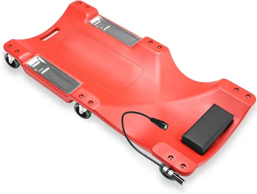 Vista 22 de Auto Dynasty Tablilla rodante de 40 pulgadas para reparación mecánica automotriz en el garaje, de perfil bajo, con luz LED y reposacabezas Negro