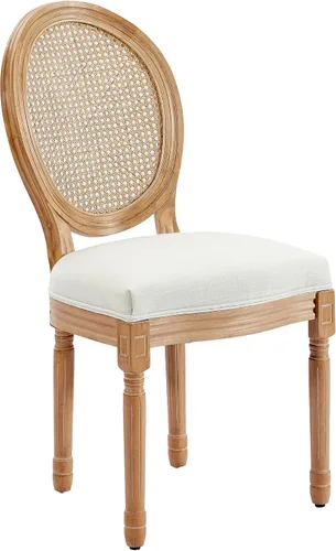 Vista 9 de Juego de 2 sillas de comedor de ratán, sillas de comedor de estilo francés rústico de mediados de siglo, sillas de comedor de acento estilo granja