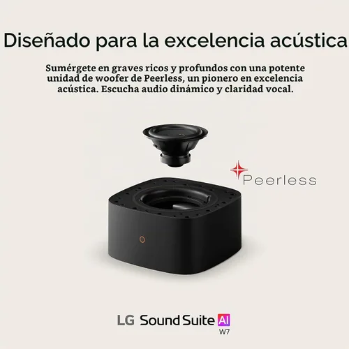 Vista 8 de LG W7 Sound Suite - Subwoofer inalámbrico – graves profundos de 8 pulgadas, Dolby Atmos FlexConnect, televisores compatibles, barra de sonido H7