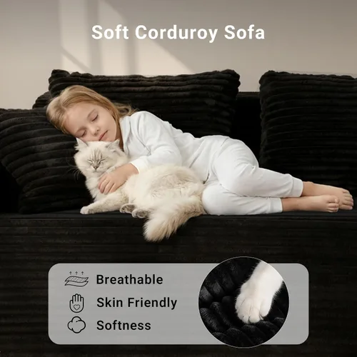 Vista 4 de YDN Sofá de sofá deshuesado de 110 pulgadas, sofás seccionales para sala de estar, sofá nube con diván, juego de sofá modular en forma de L, diván