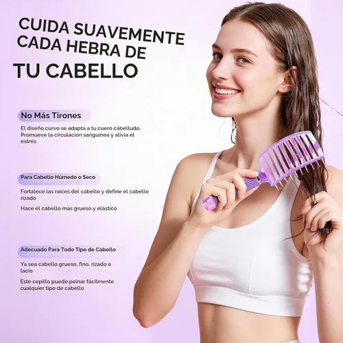 Vista 27 de Bsisme Juego de cepillos para el cabello, cepillo desenredante de Azul y morado.