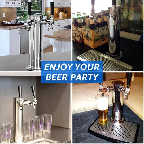 Vista 7 de MRbrew Torre de cerveza de doble grifo, torre Kegerator SS de 3 pulgadas y grifo de cierre automático de núcleo inoxidable, torre de barril