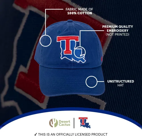 Vista 3 de Desert Cactus Louisiana Tech University Gorra de béisbol Bulldogs LA Brimmed Sombreros bordados Gorra ajustable Correa de tela para adultos