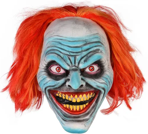 Vista 2 de Voyiparty Máscara de payaso de Halloween, máscara de Joker malvado aterrador, máscaras de asesinos de terror, disfraces de cosplay para adultos