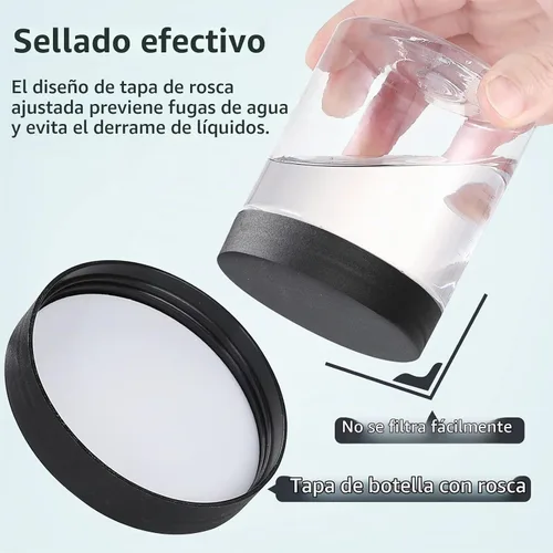 Vista 4 de OUSHINAN 48 frascos de plástico de 8 onzas con tapas de rosca, etiquetas, recipientes redondos vacíos rellenables para almacenar alimentos secos