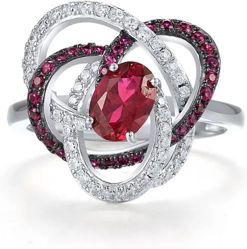 Vista 2 de Santuzza Anillo de plata de ley con piedras preciosas para mujer