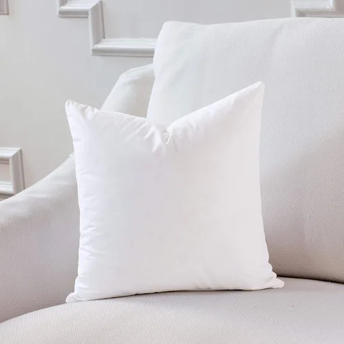 Vista 2 de Almohada cuadrada de 17 x 17 pulgadas, hipoalergénica, de lujo, 100% de plumas pequeñas, funda de algodón 100% batista, nunca envasada al vacío, sin