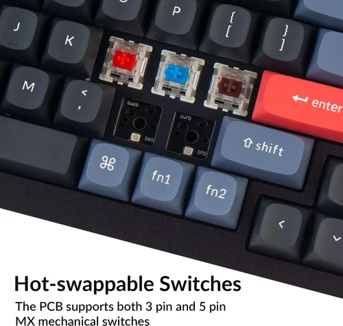 Vista 3 de Keychron Q2 Teclado mecánico personalizado con cable macro programable QMKVIA aluminio completo interruptor Gateron G Pro rojo intercambiable