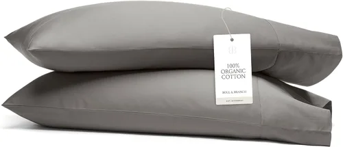 Vista 7 de BOLL & BRANCH Signature - Juego de fundas de almohada con dobladillo, estándar, color crema Algodón 100% orgánico de lujo, suave y transpirable