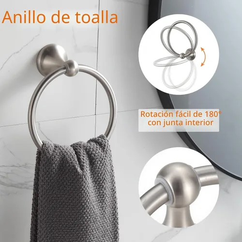 Vista 4 de BGL Juego de accesorios de baño, barra de toalla extensible ajustable de níquel cepillado, juego de 4 piezas de accesorios de baño montado en la 4
