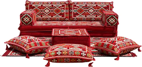 Vista 54 de arabicsofa Sofá Tradicional Árabe para Piso – Juego de Cojines Modulares para Sala de Estar Azul