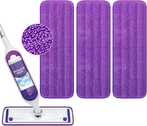 Vista 8 de Reusable Power Mop Refills Pads Compatible with Swiffer PowerMop Paquete de 4 (morado)