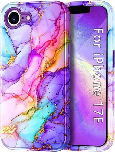 Vista 35 de Btscase Funda compatible con iPhone 17 de 6.3 pulgadas 2025, patrón de mármol 3 en 1, resistente a prueba de golpes, cuerpo completo, policarbonato