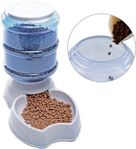 Vista 2 de Dispensador automático de alimentos para perros y gatos, sin BPA, repuesto por gravedad, autoalimentación para mascotas pequeñas, 3.8 L (alimentador)