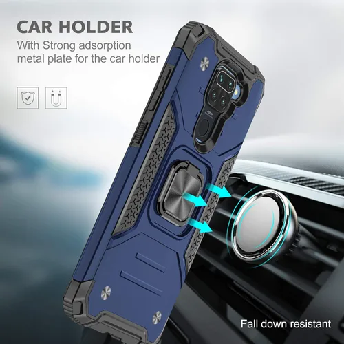 Vista 3 de Asuwish Funda de teléfono para Xiaomi Redmi Note 9/Redmi 10X 4G con protector de pantalla de vidrio templado y soporte de anillo soporte delgado