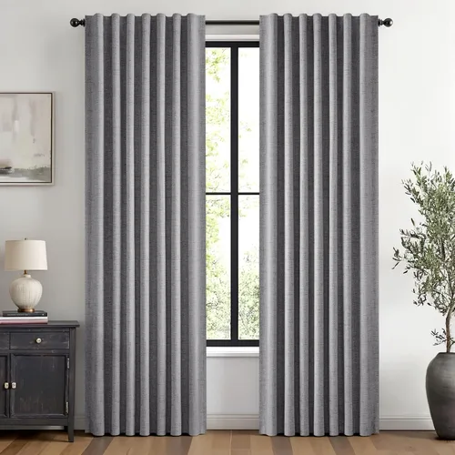 Vista 12 de MIULEE Cortinas de lino 100% opacas para dormitorio, marfil sólido, decoración de lujo, aislamiento térmico, cortinas oscurecedoras para sala